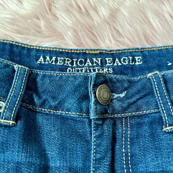 American Eagle Outfitters Dark Wash Denim Cut-off Shorts | Size 8 - Picture 2 of 4